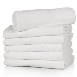 Lot De 12 Serviettes De Toilette Blanches 50x90
