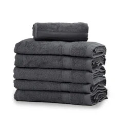 Lot De 12 Serviettes De Toilette Gris Anthracite 50x90
