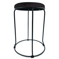 Tabouret En Velour Noir Pieds Acier Noir